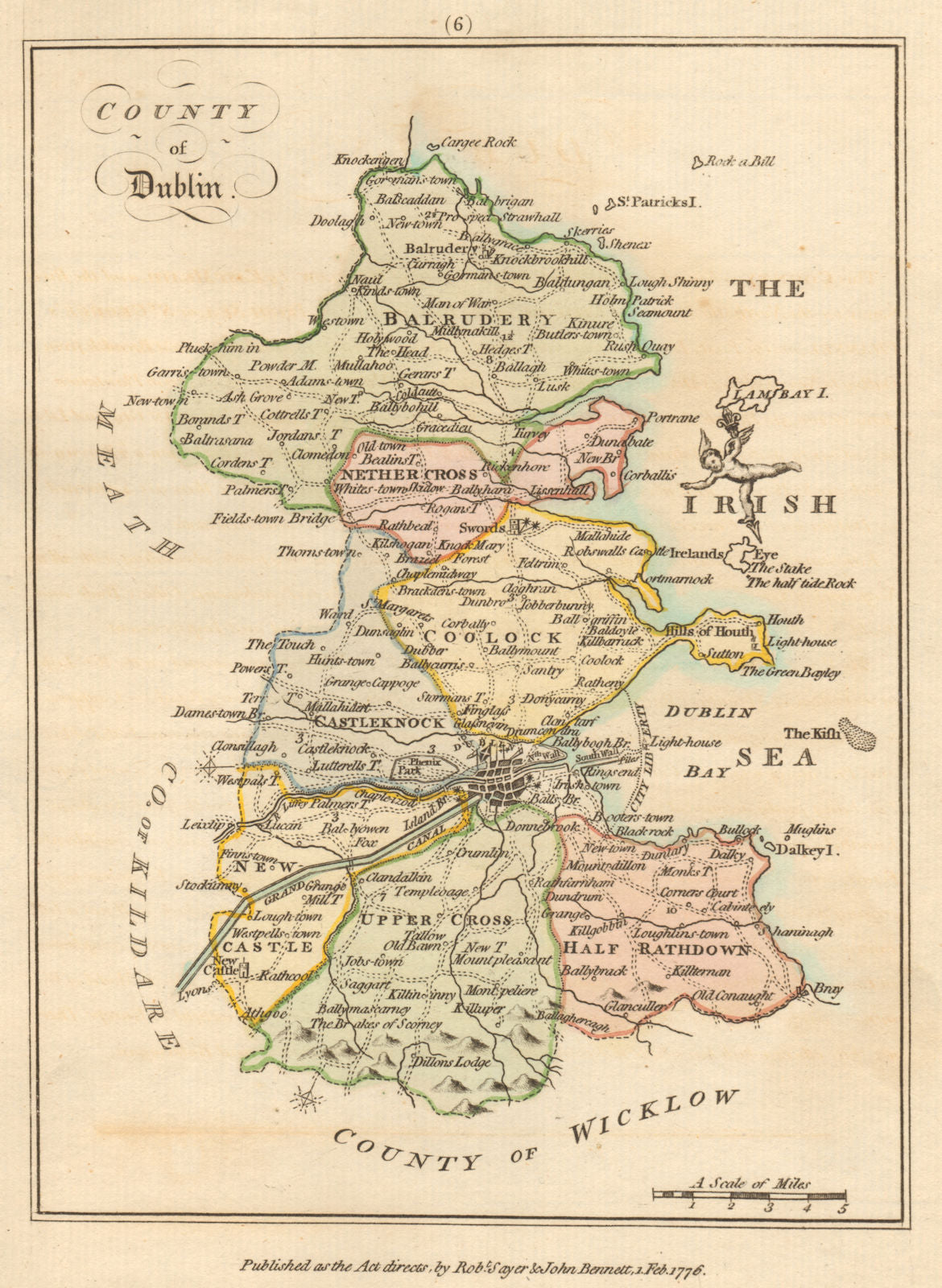 County of Dublin, Leinster. Antique copperplate map by Scalé / Sayer 1776